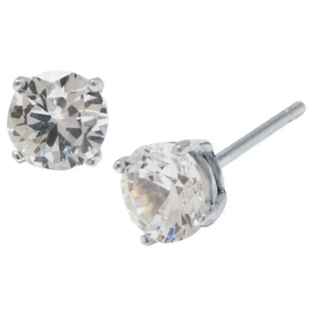 Brand New Renaissance Collection 18k White Gold Filled CZ Stud Earrings